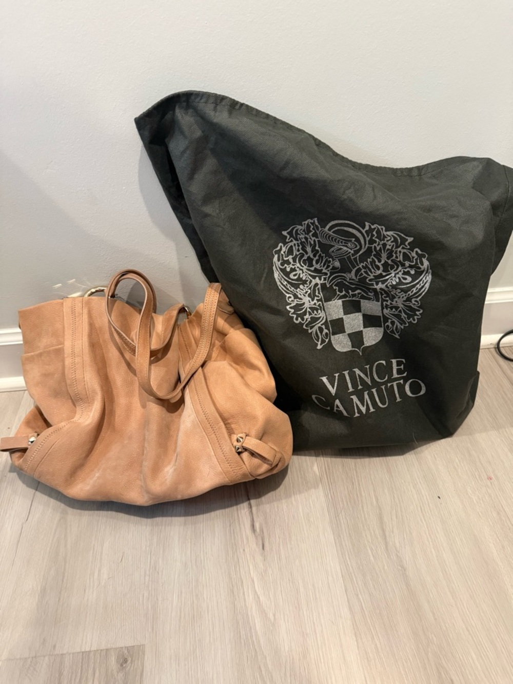 Vince Camuto Soft Tan Leather Tote with Dual Handles